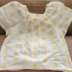 Zara White Top with Yellow Floral Design